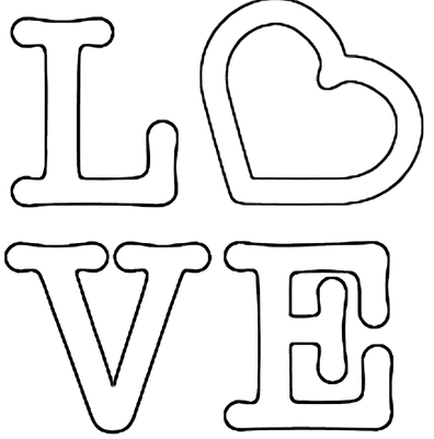 Valentine love word cross stitch embroidery design pattern