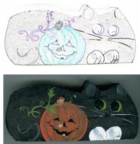 Halloween black cat and jack o lantern craft pattern 