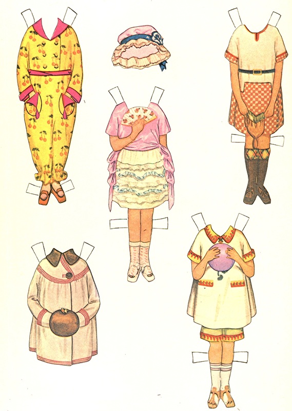 Vintage paper dolls clothes for 3 little girls