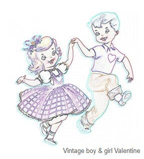 vintage Valentine kids pattern