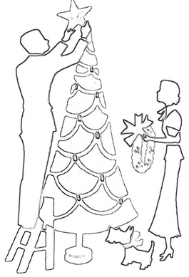 Christmas scene coloring page